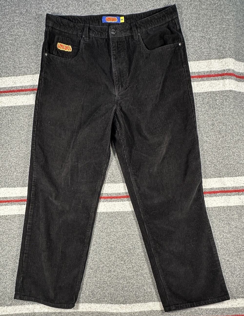 Empyre Relax Corduroy Pants Mens 36 Black Straight Baggy Skate 90s Y2K